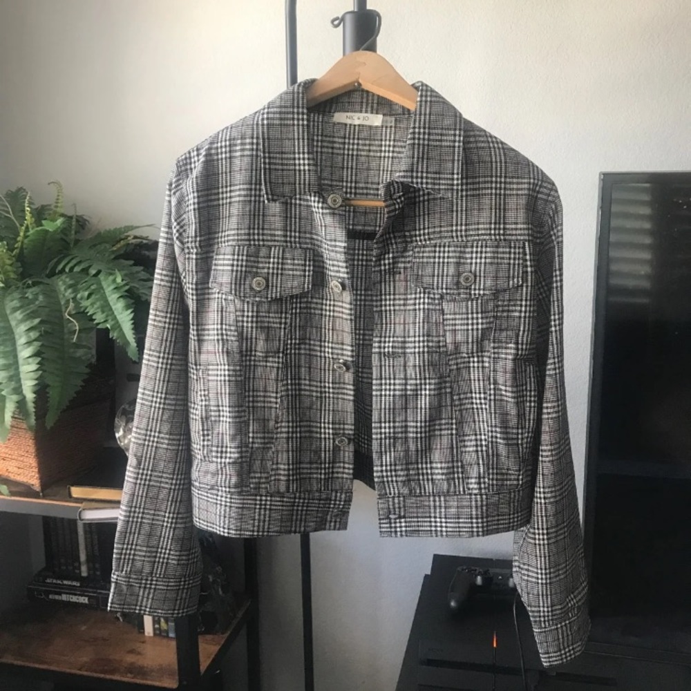 Glen Plaid Print Jacket Small